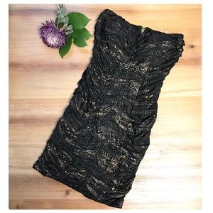 Strapless black & gold mini dress Sz Sm